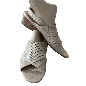 Lucca Lane Womens Sandal Tempest 7.5 Comfort Metallic Taupe Grey Leather Boho